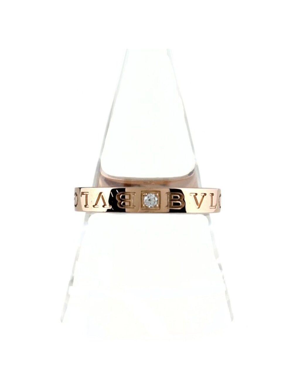 Bvlgari Bulgaridouble Logo Pink Gold Ring Diamond